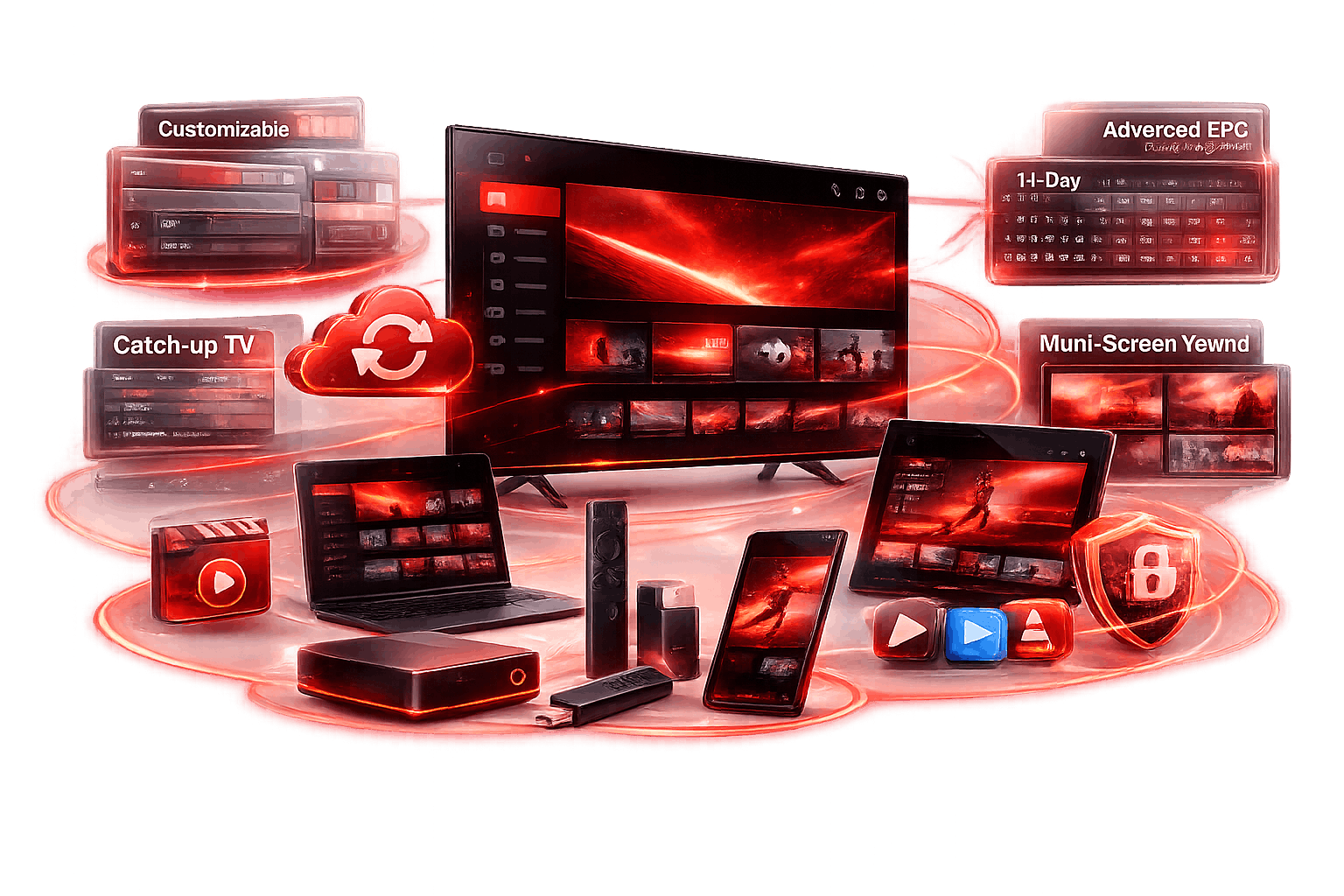 IMPLAYER service features: multi-view screens and EPG guide side by side