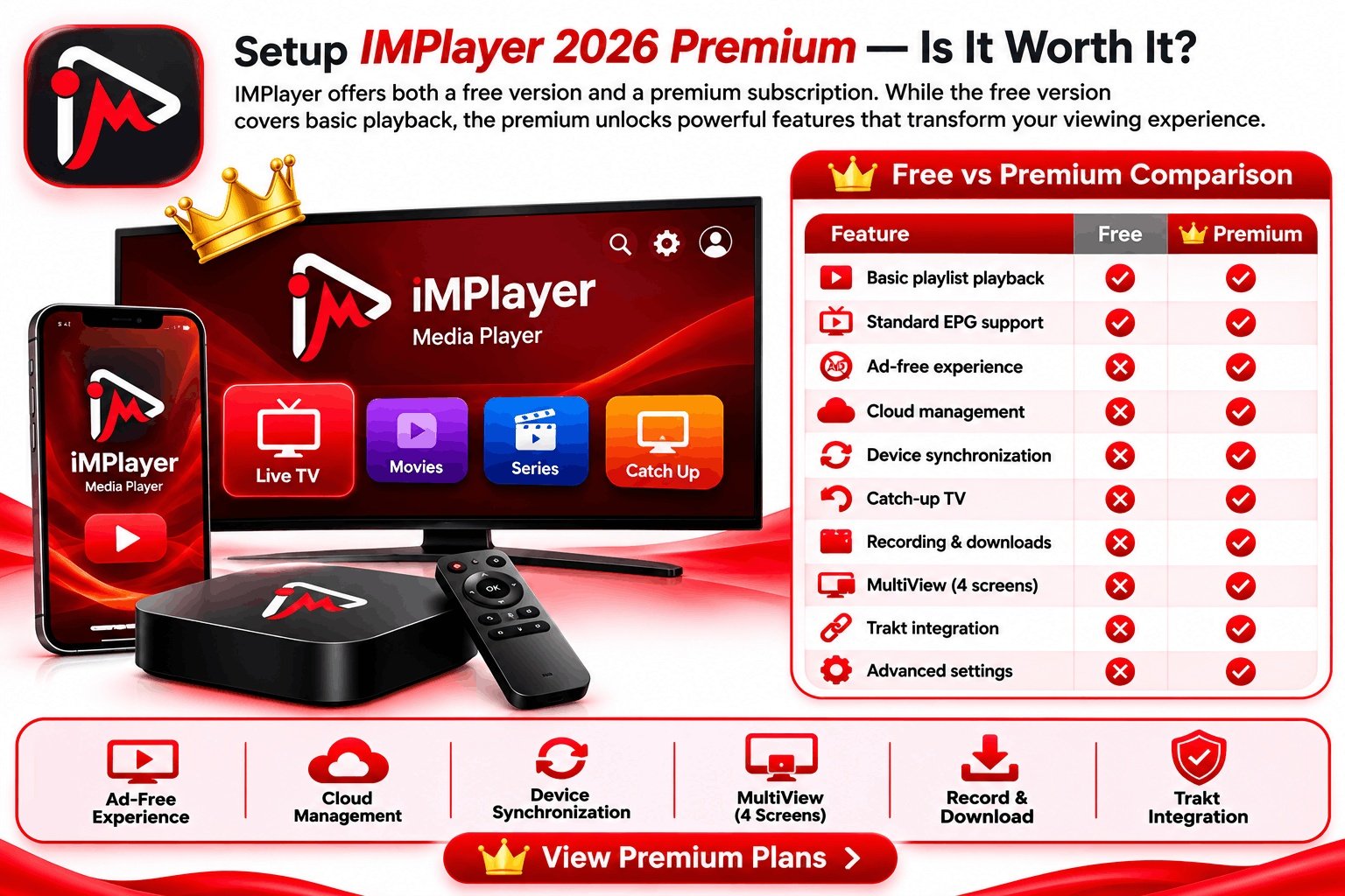 How to Setup iMPlayer 2026 free vs premium features comparison